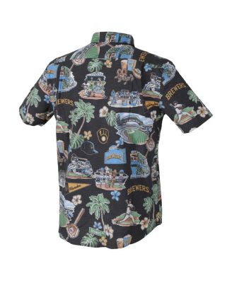 Men's Black Milwaukee Brewers Scenic Tri-Blend Button-Down Shirt