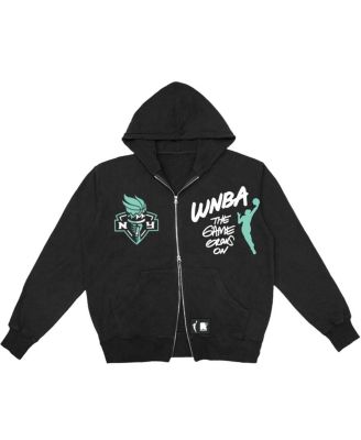 Мужская и женская черная толстовка New York Liberty с двойной молнией Round21 черного цвета для мужчин и женщин