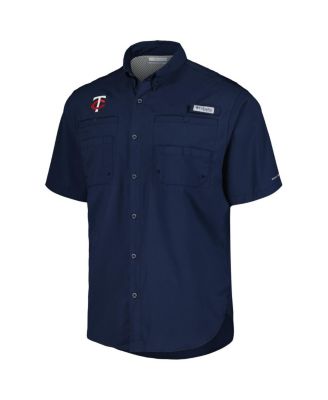 Men's Navy Minnesota Twins Tamiami Omni-Shade Button-Down Shirt