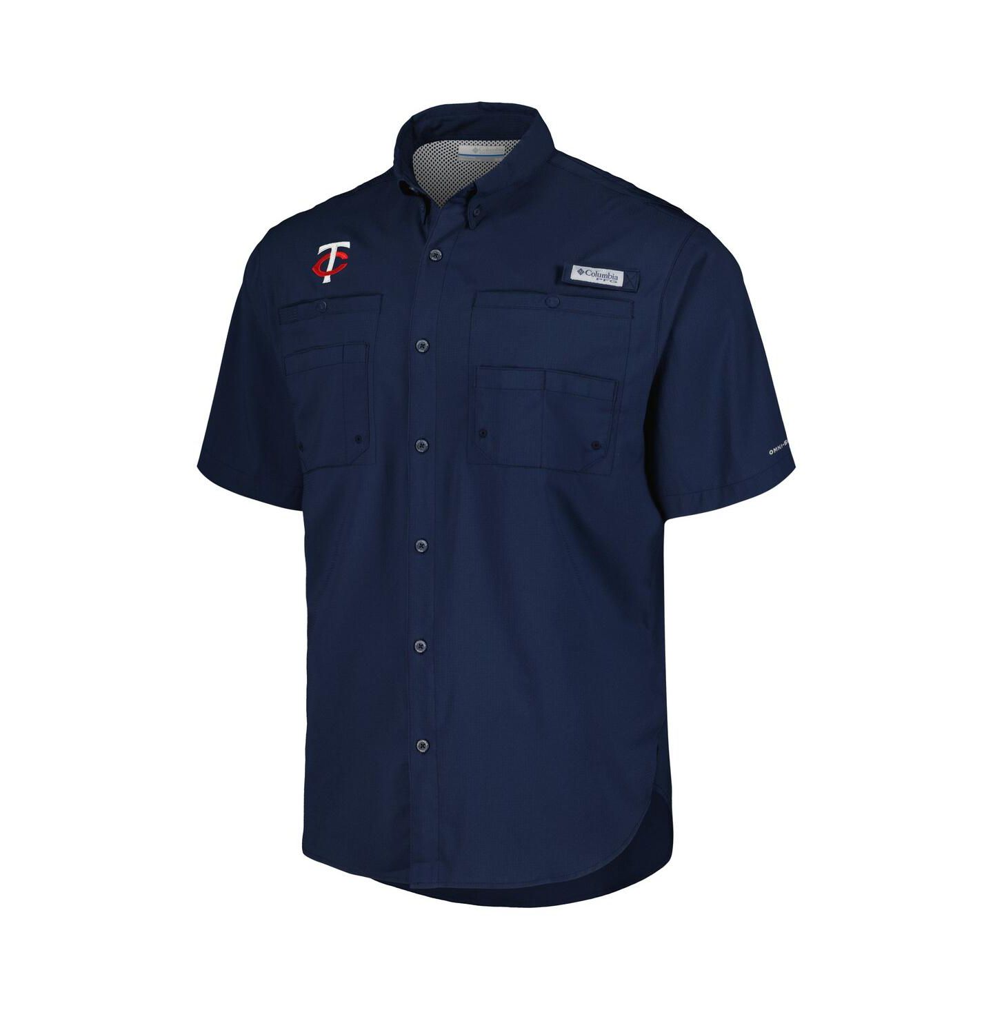 Мужская рубашка Columbia Navy Minnesota Twins Tamiami Omni-Shade Button-Down — фото 2