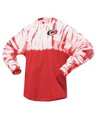 Мужская и женская футболка с длинным рукавом Spirit Jersey Red Carolina Hurricanes Crystal Half Dye для мужчин и женщин