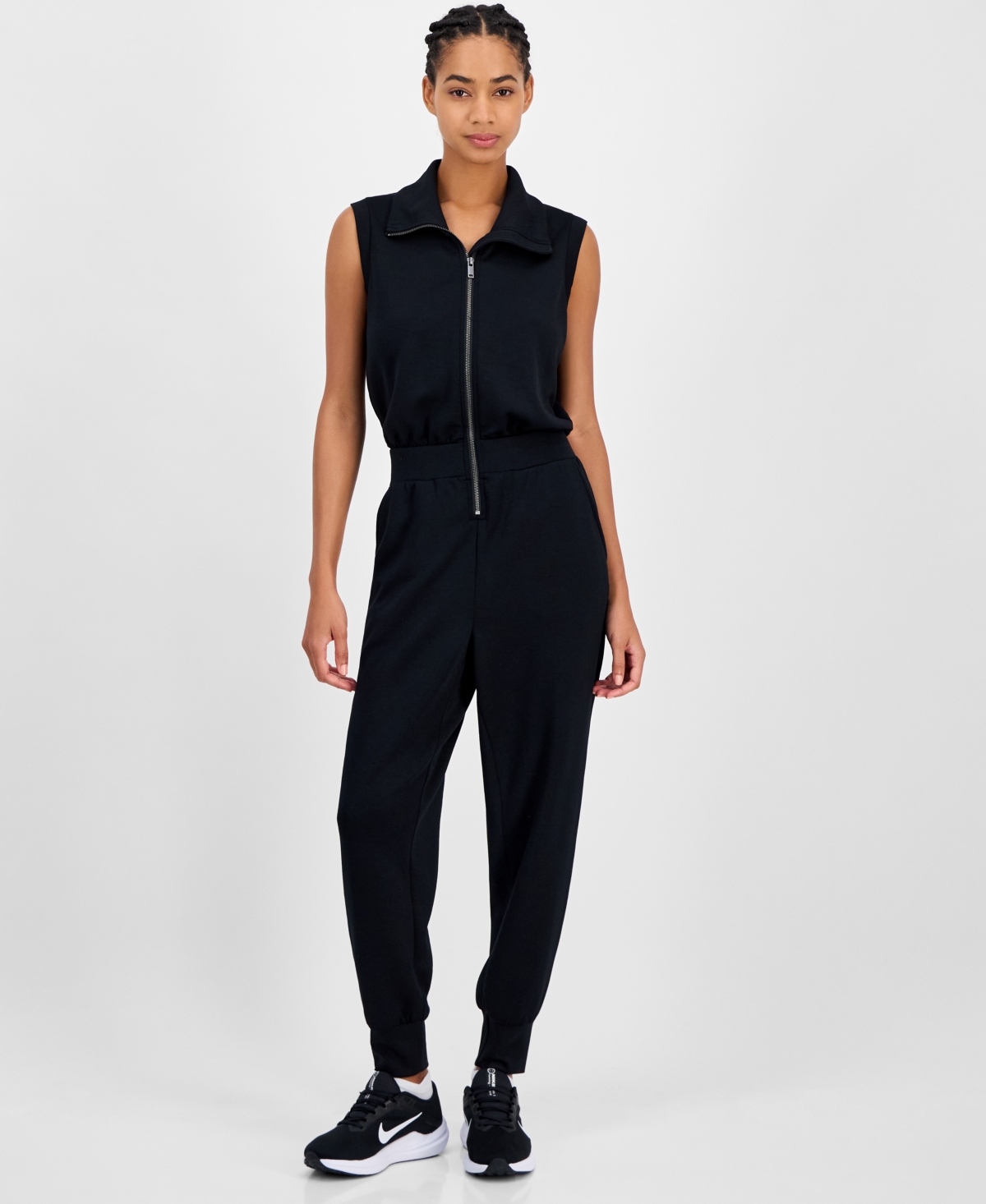 Id Ideology Women's On-the-go Jumpsuit, Exclusively At Macy's In Black