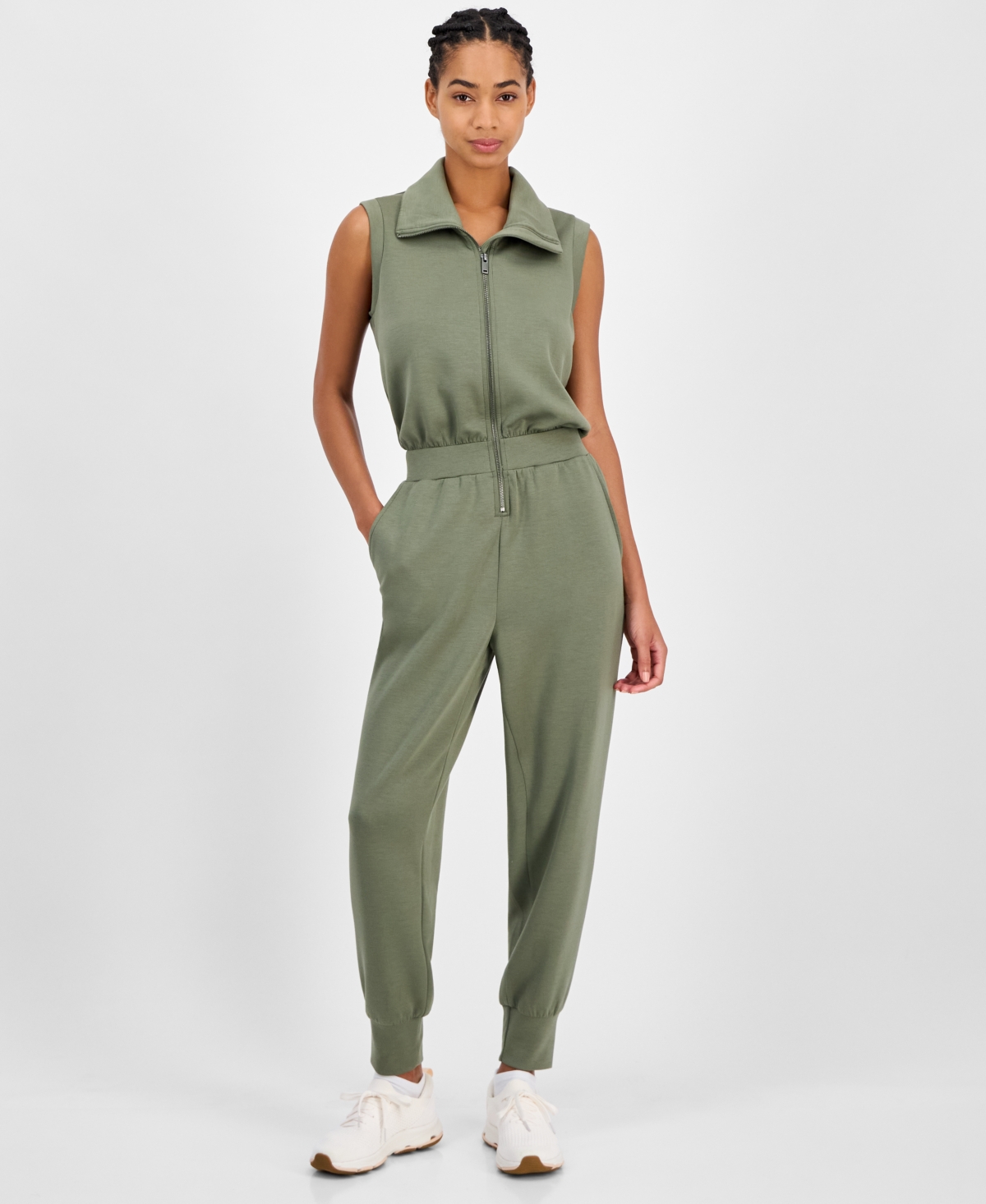 Id Ideology Women's On-the-go Jumpsuit, Exclusively At Macy's In Green