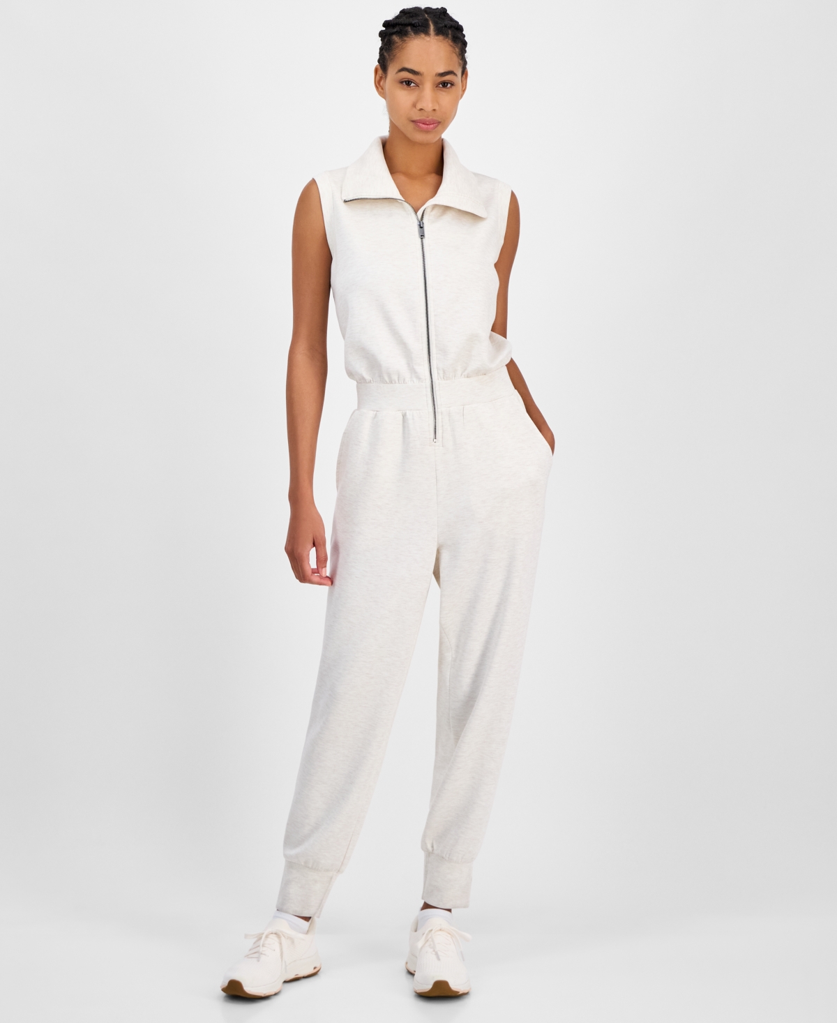 Id Ideology Women's On-the-go Jumpsuit, Exclusively At Macy's In Sand