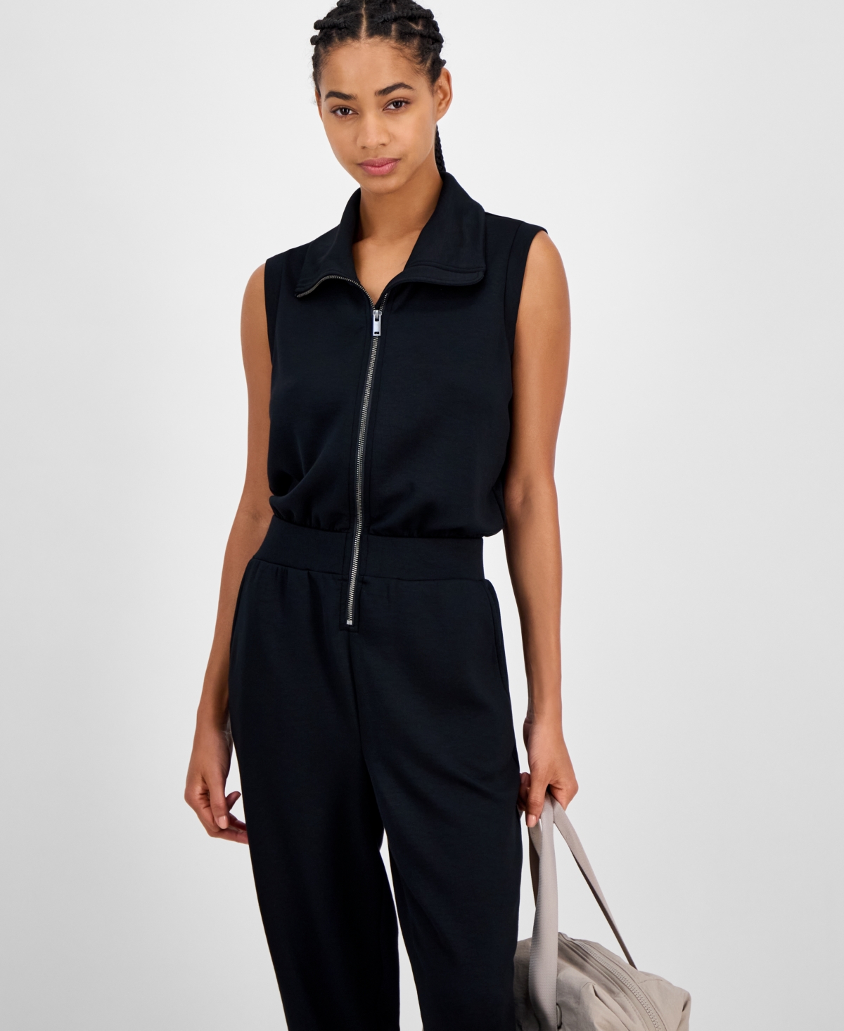 Id Ideology Women's On-the-go Jumpsuit, Exclusively At Macy's In Black