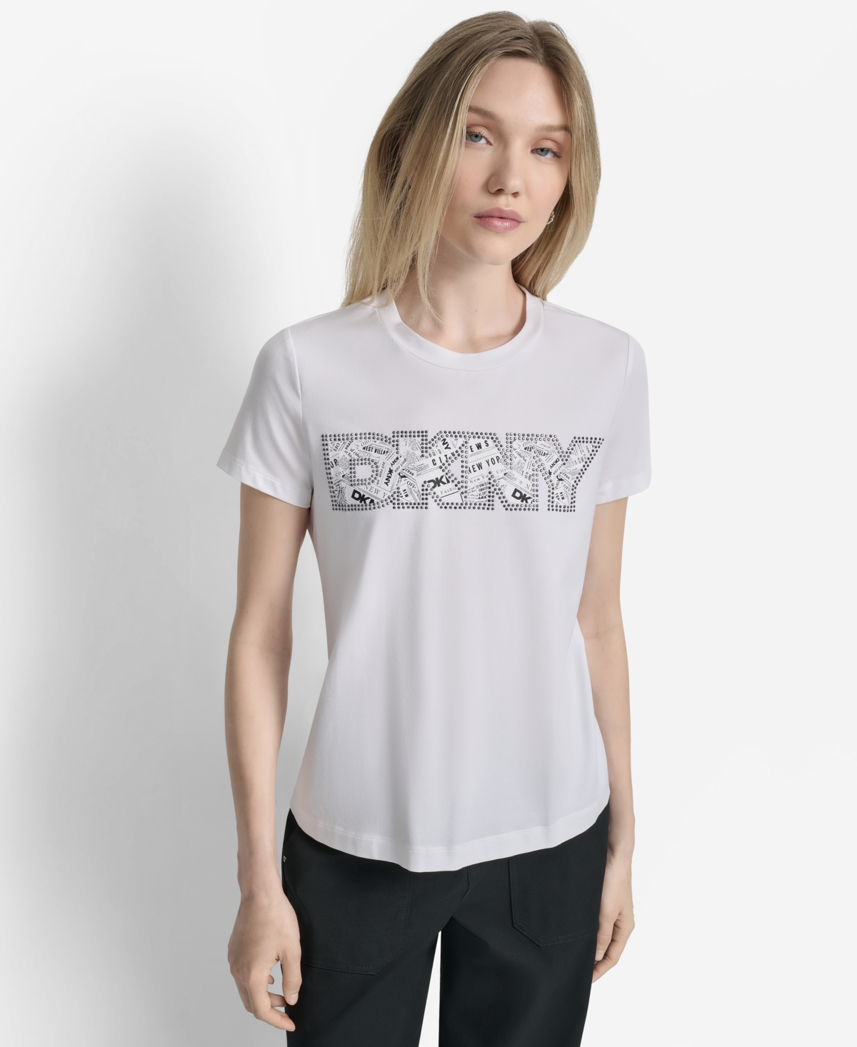 Women's Newspaper Logo Crewneck T-Shirt - White