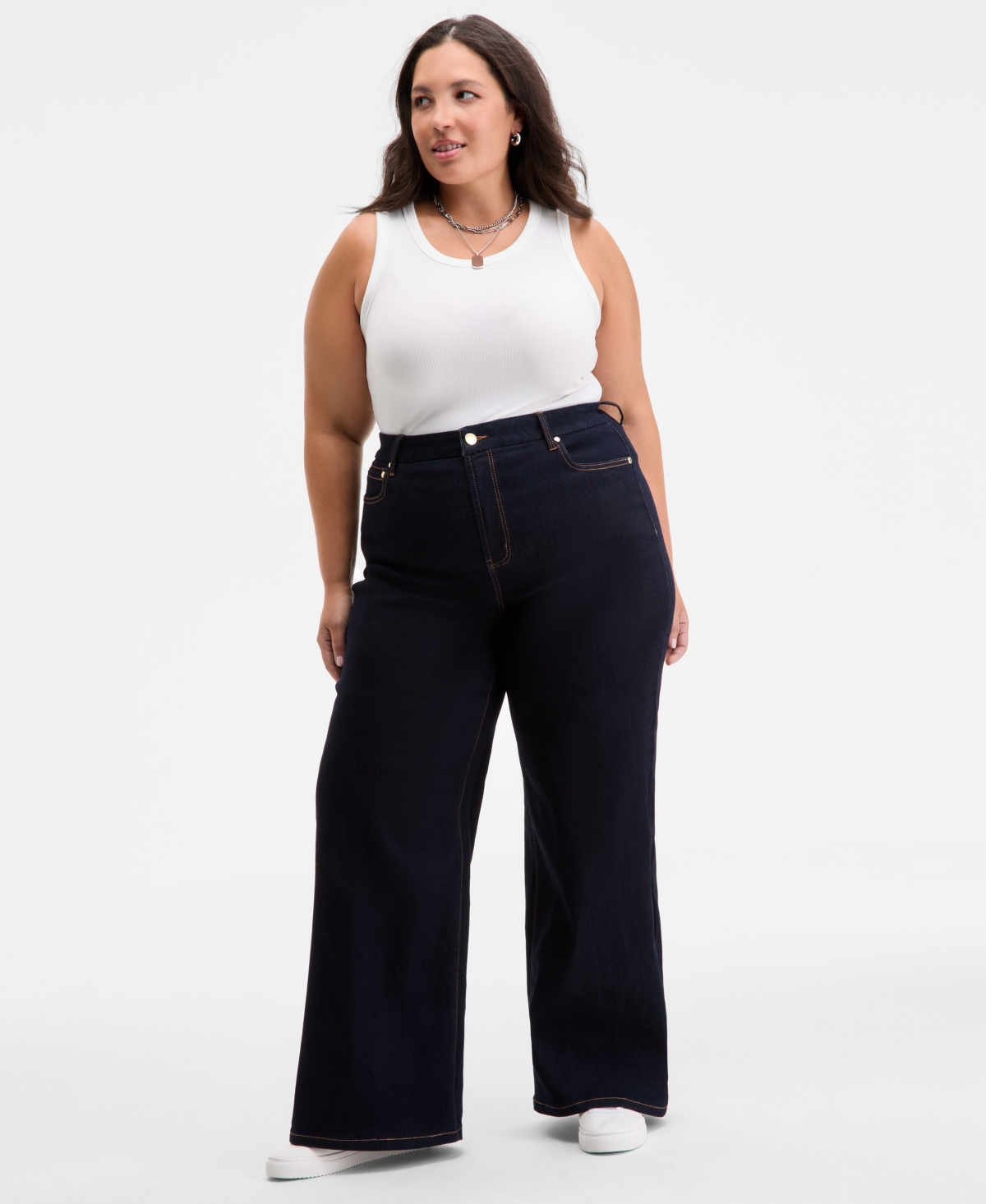 On 34th Trendy Plus Size High-rise Wide-leg Jeans, Exclusively At Macy's In Purple
