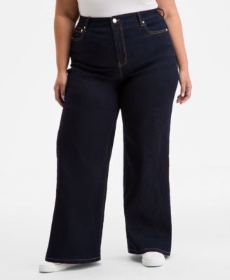 Trendy Plus Size High-Rise Wide-Leg Jeans, Exclusively at Macy's
