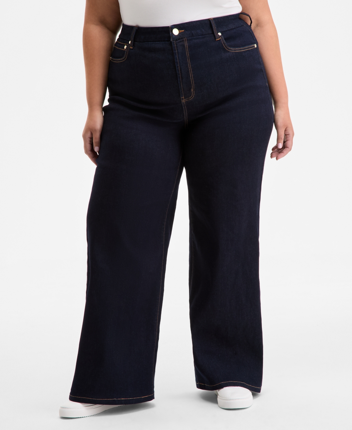 On 34th Trendy Plus Size High-rise Wide-leg Jeans, Exclusively At Macy's In Purple