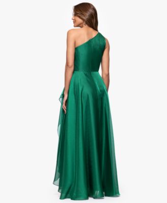 XSCAPE Women's Metallic Draped One-Shoulder Gown - Macy's