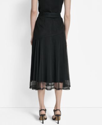 Women's Layered Mesh Logo-Tape Midi Skirt
