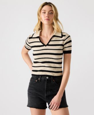 Steve Madden - Women's Striped Short-Sleeve Sweater
