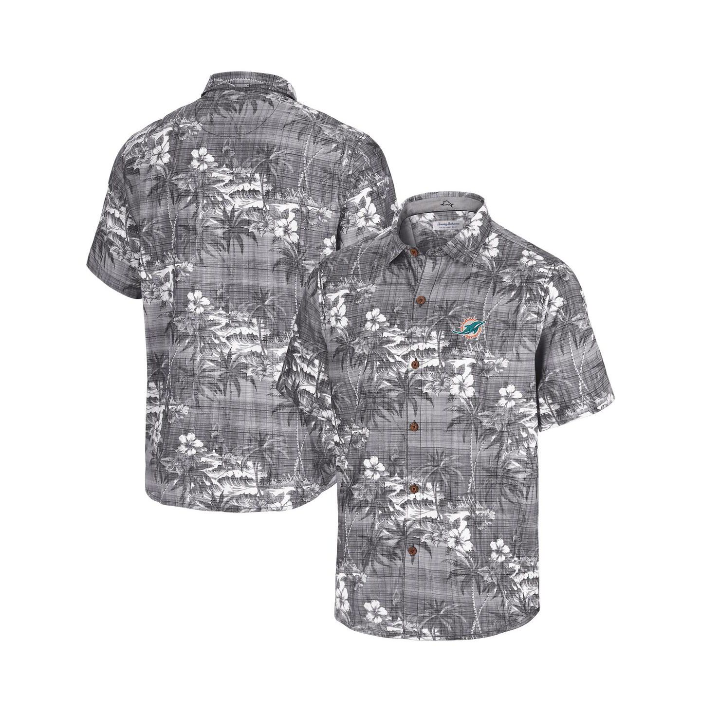 Мужская рубашка Tommy Bahama Black Miami Dolphins Coconut Point Isla Palmetta Camp Button-Up — фото 1