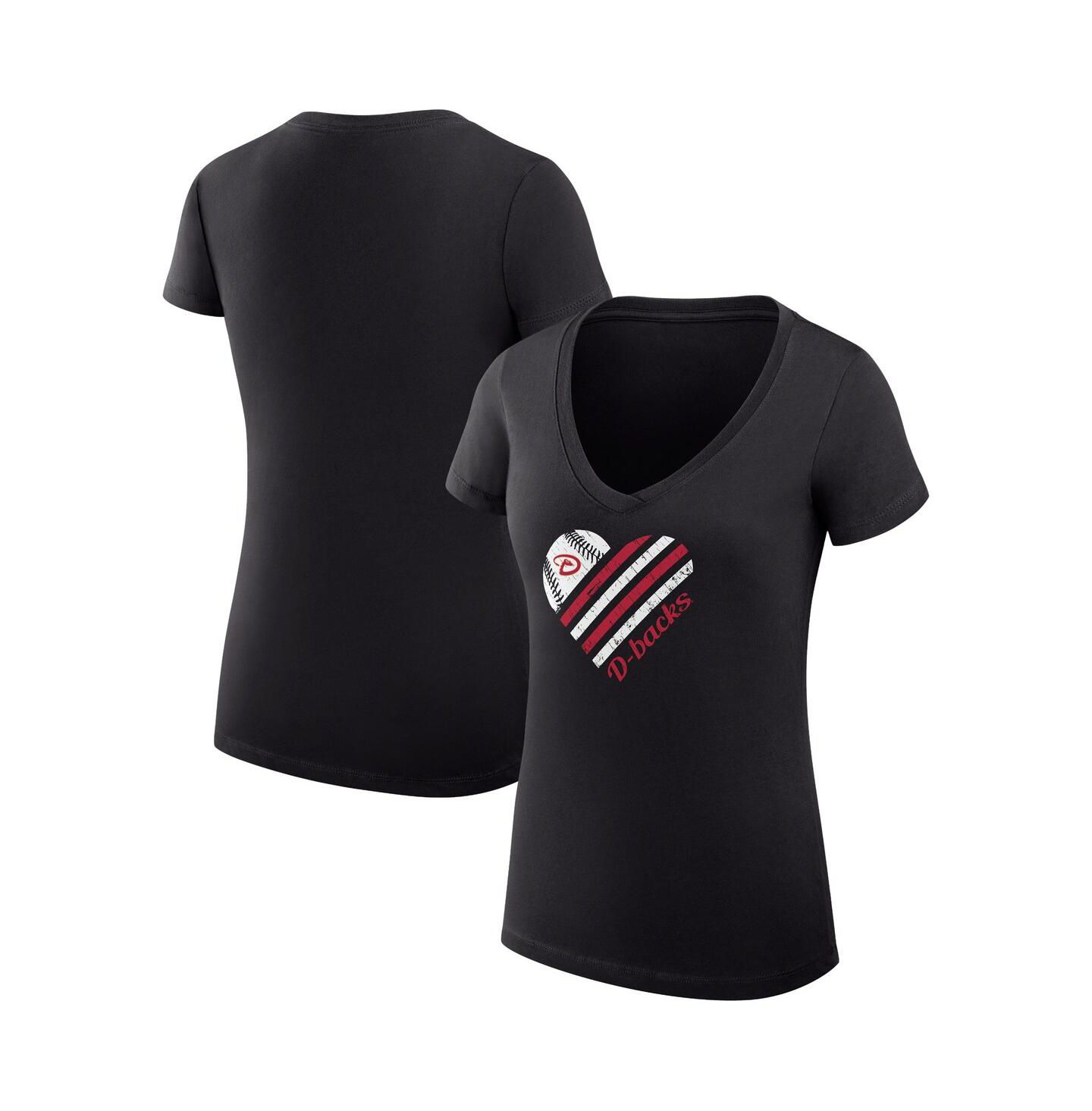 Женская футболка G-III 4Her by Carl Banks Black Arizona Diamondbacks Heart V-Neck Fitted — фото 1