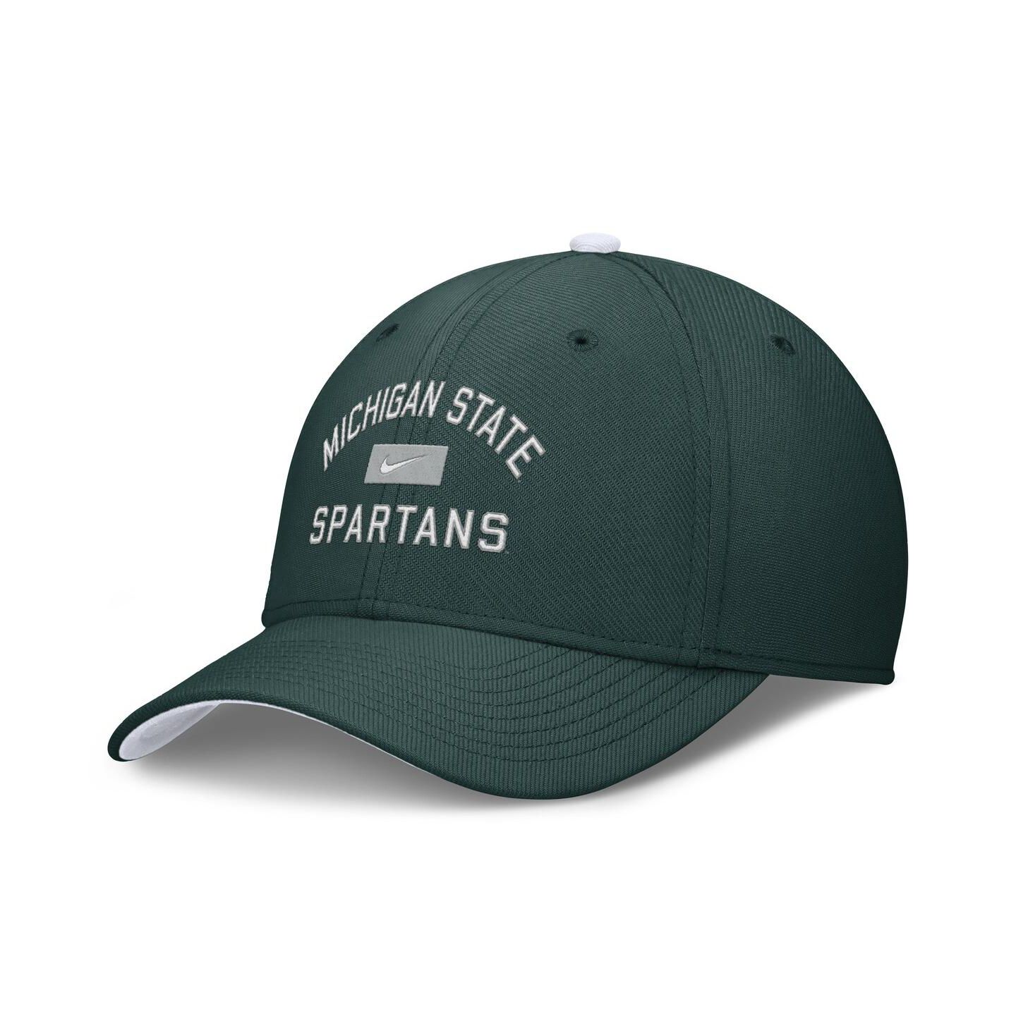 Мужская кепка Nike Green Michigan State Spartans Primetime Rise Swoosh Flex Hat — фото 1