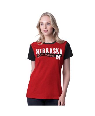 G-III 4Her by Carl Banks - Women's Scarlet Nebraska Huskers Racer Crewneck Ringer T-Shirt