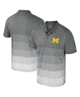 Colosseum - Men's Gray Michigan Wolverines Striped Mesh Polo