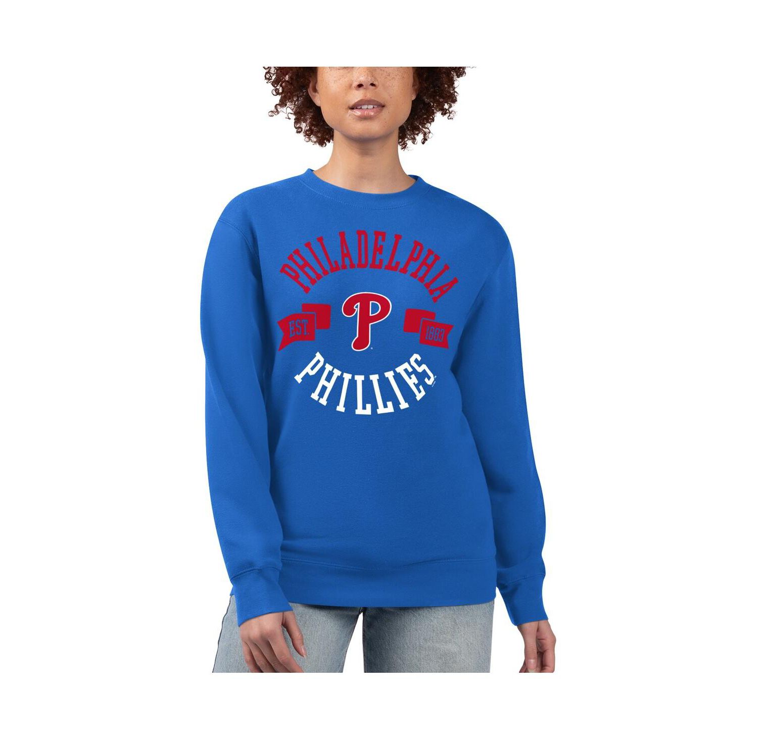 Women's Royal Philadelphia Phillies Team Logo Fleece Pullover Sweatshirt
