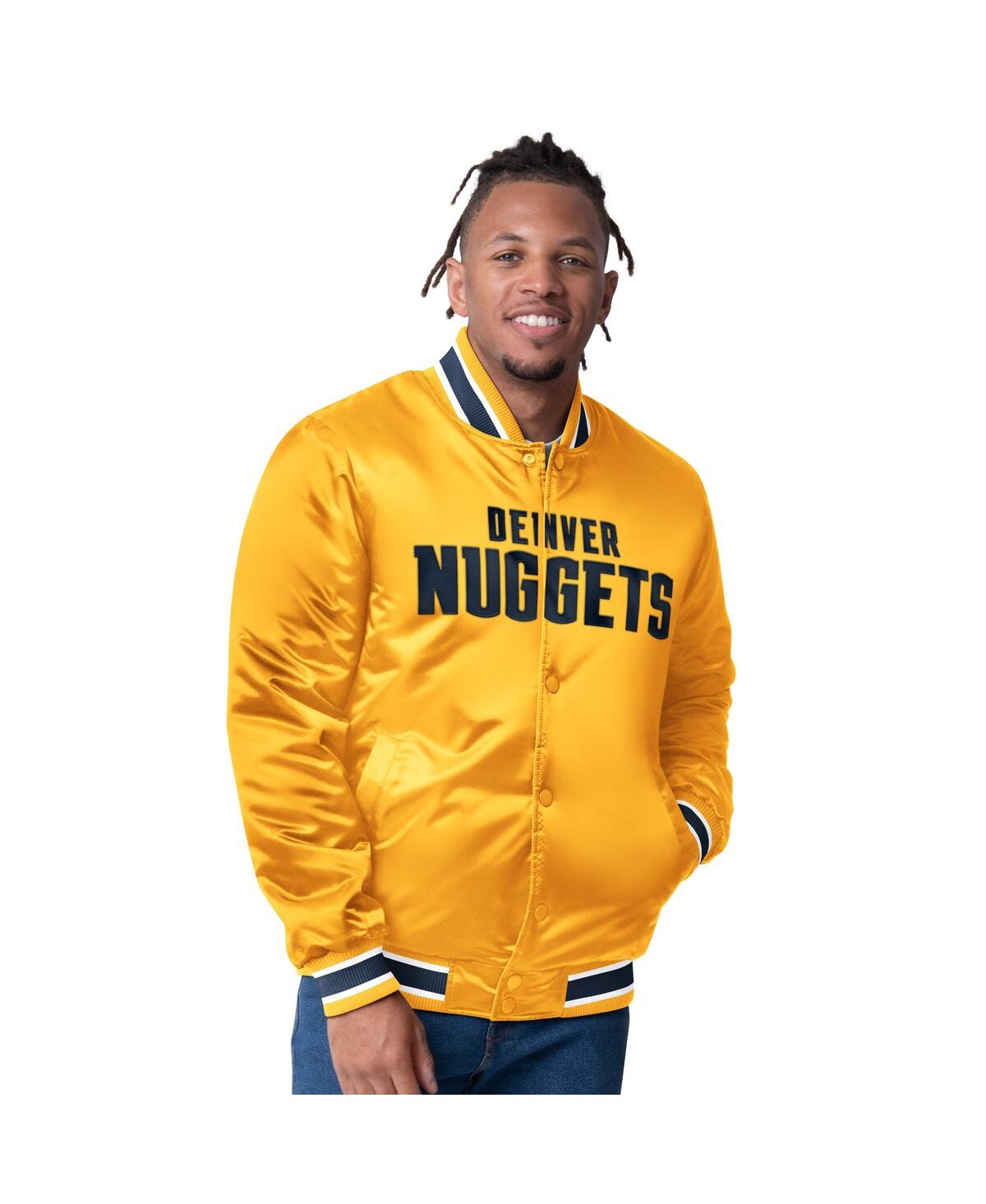 Men's Yellow/Navy Denver Nuggets Reversible Satin Full-Snap Varsity Jacket - Yellow, Navy