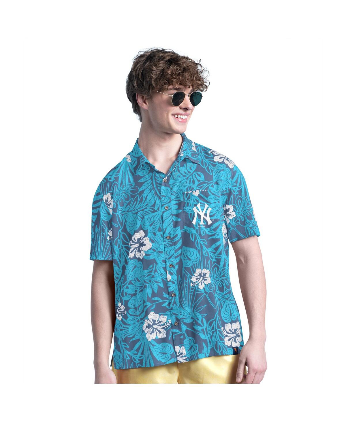 Men's Navy New York Yankees Palm Shade Party Button-Up Shirt - Navy