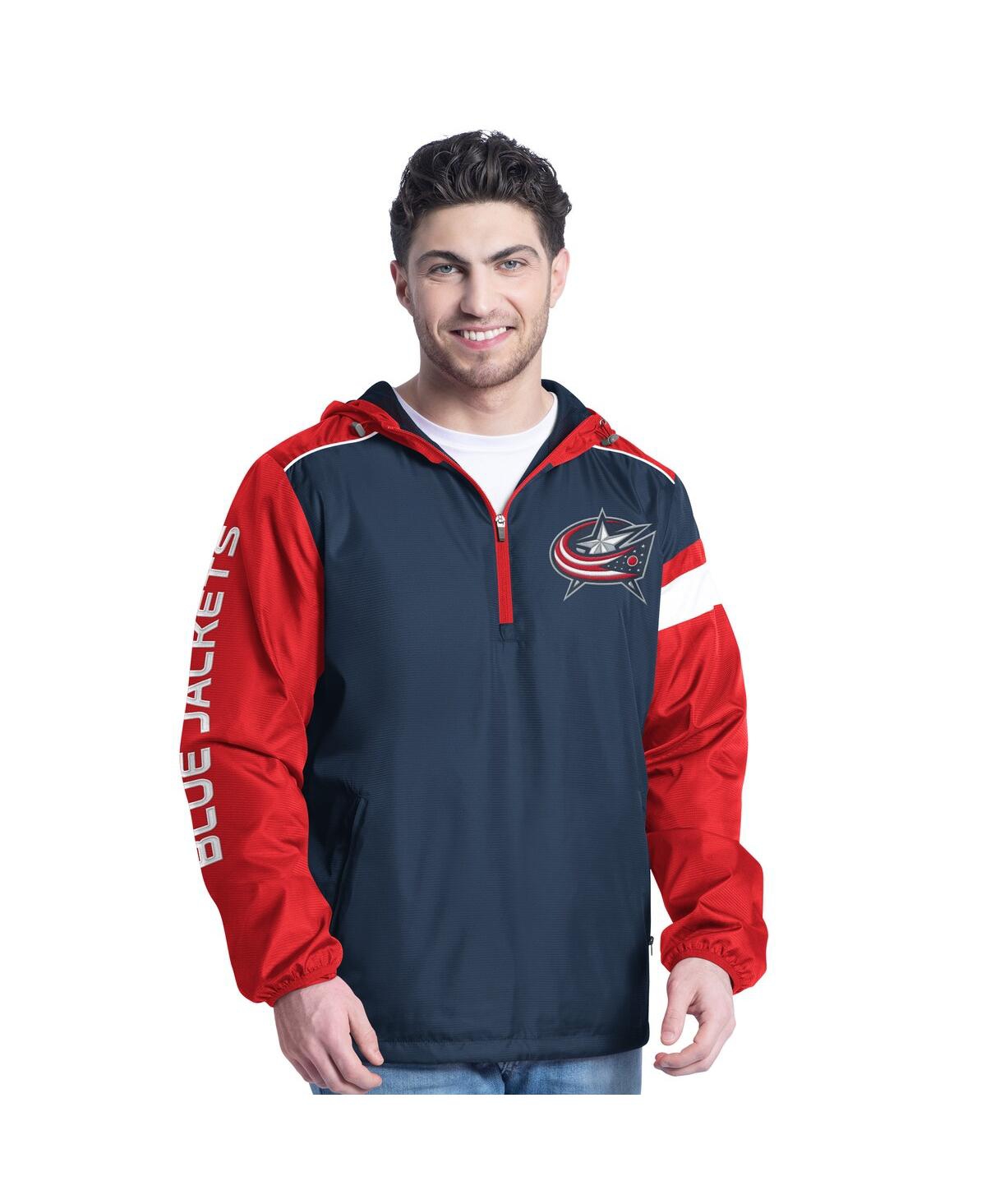 Men's Navy/Red Columbus Blue Jackets Lateral Half-Zip Hoodie - Navy, Red