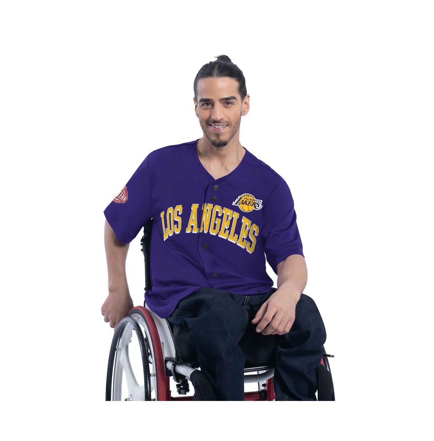 Мужской топ G-III Sports by Carl Banks Purple Los Angeles Lakers Adaptive Star Player Fashion Baseball Jersey — фото 1