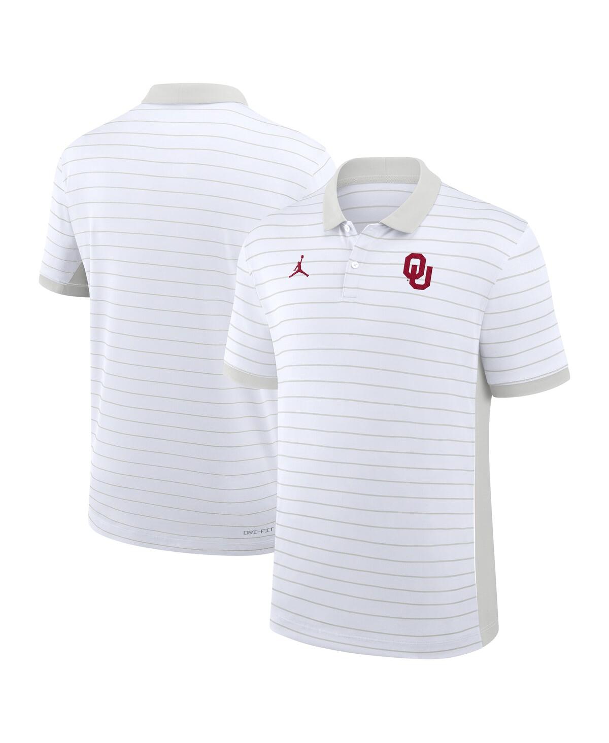 Men's White Oklahoma Sooners 2025 Early Season Coaches Sideline Victory Stripe Performance Polo Shirt - White