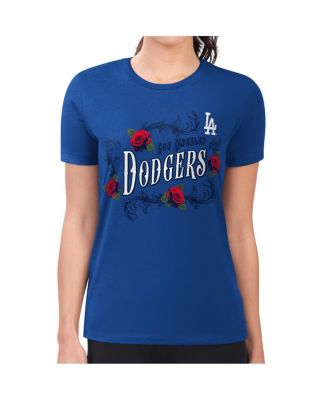 G-III 4Her by Carl Banks - Women's Royal Los Angeles Dodgers Retro Roses Fitted T-Shirt