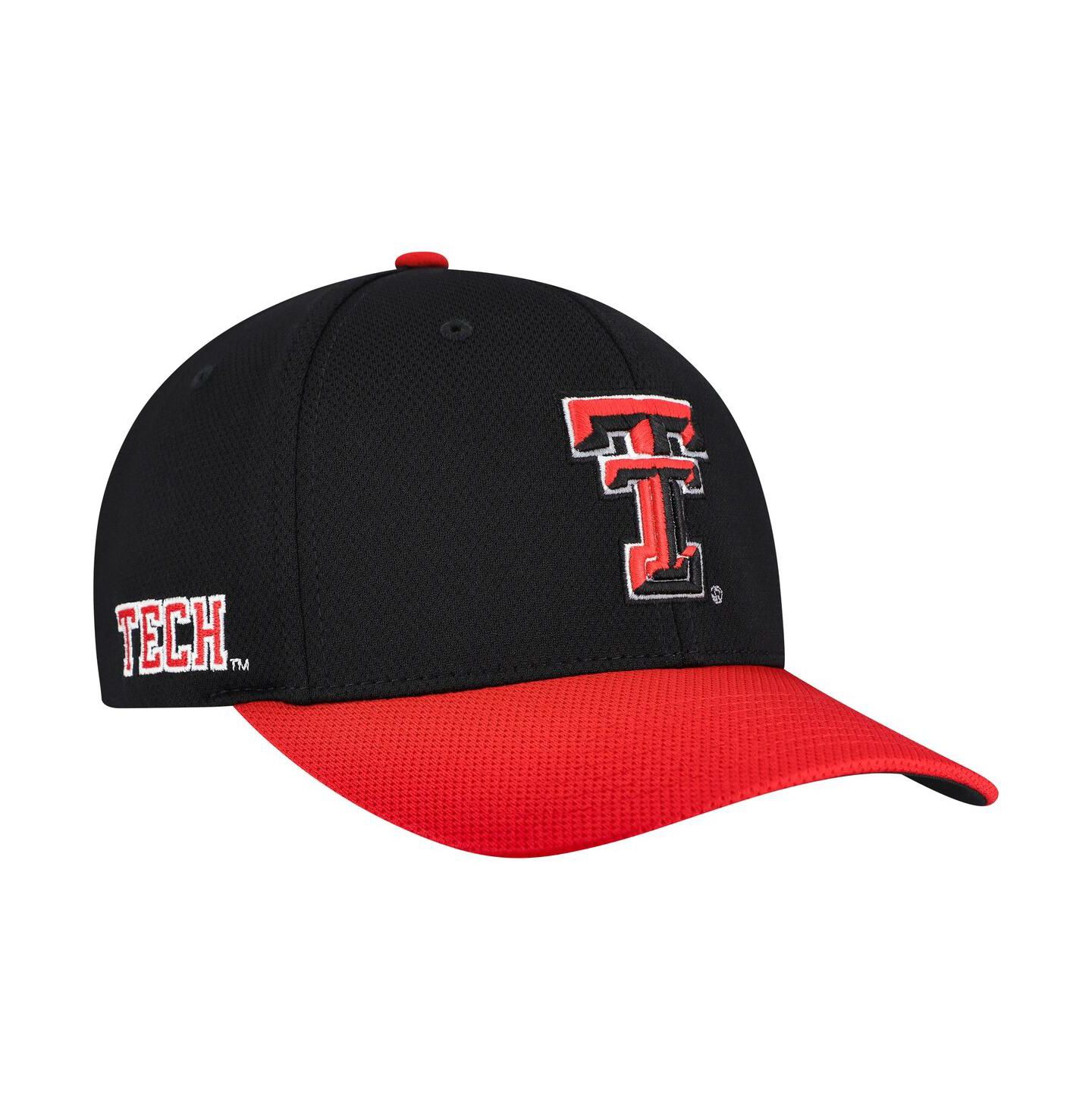 Мужская кепка Top of the World Black/Red Texas Tech Red Raiders Reflex Two-Tone Flex Hat — фото 1