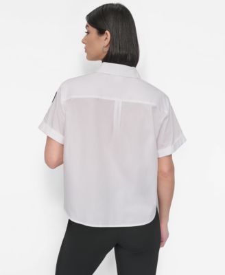 Women's Cotton Collared Pins & Patch Blouse