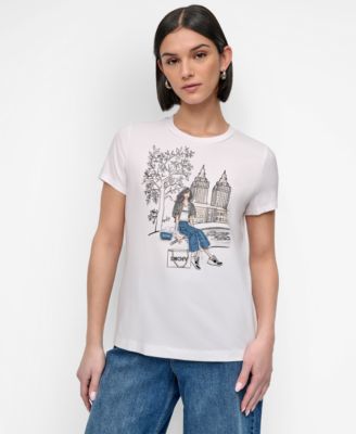 DKNY - Women's Bow Bridge Conversational Crewneck Tee