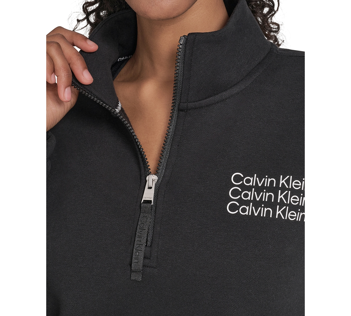 Calvin Klein Performance Women's Mini Triple Logo Fleece Half-zip Pullover Sweatshirt In Multi