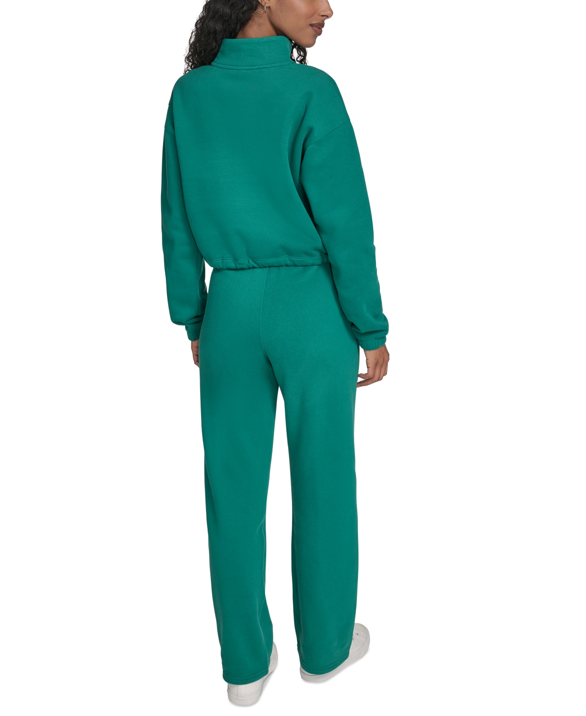 Calvin Klein Performance Women's Mini Triple Logo Fleece Half-zip Pullover Sweatshirt In Green