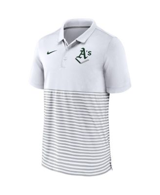 Men's White/Gray Athletics Home Plate Striped Polo Shirt