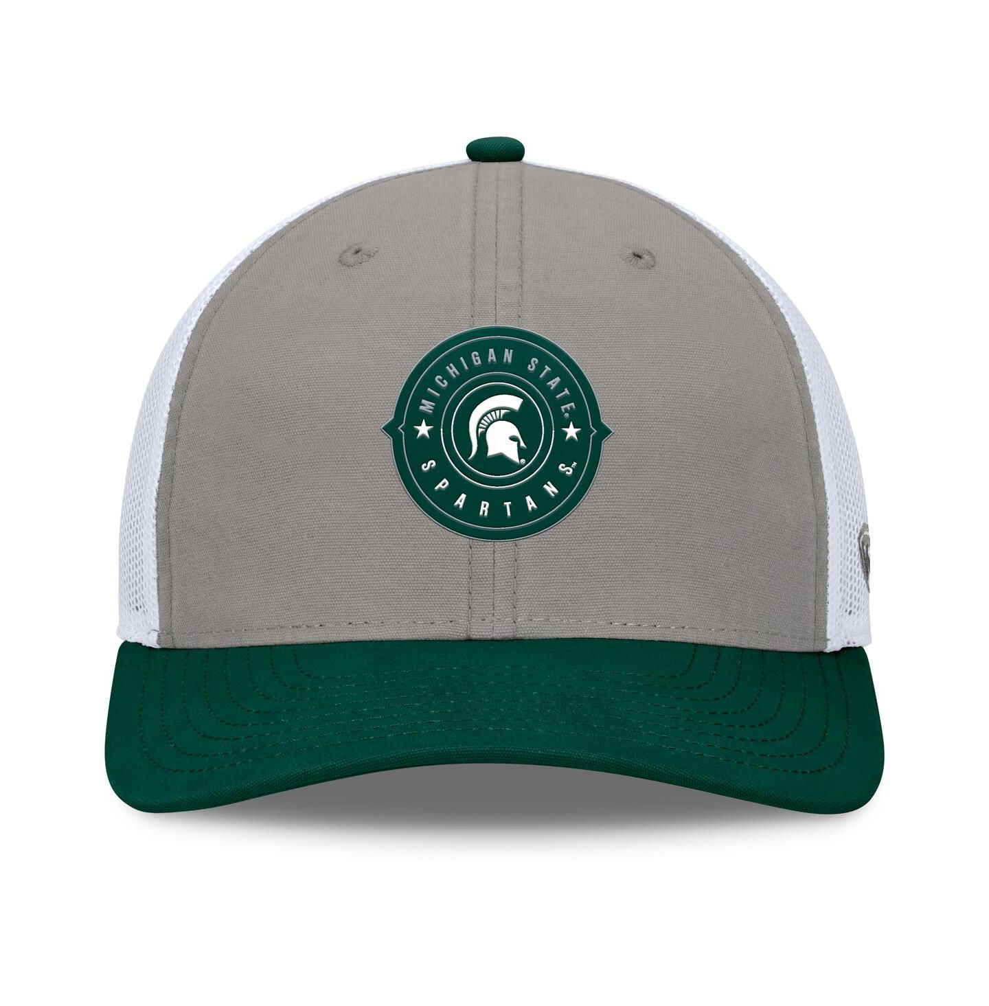 Мужская кепка Top of the World Gray/Green Michigan State Spartans Rob Trucker Adjustable Hat — фото 2