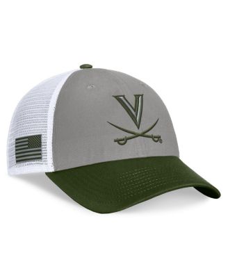 Men's Gray/Green Virginia Cavaliers OHT Military Appreciation Badge Trucker Adjustable Hat