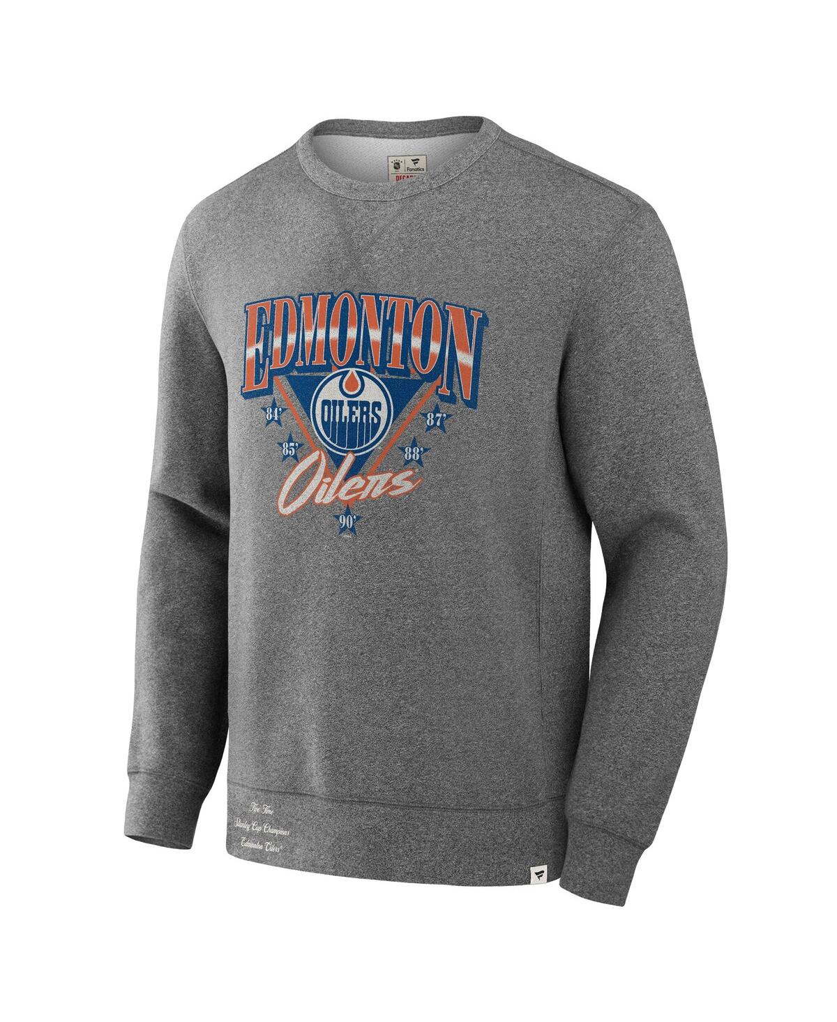 Fanatics Men's Heather Gray Edmonton Oilers Decades Collection Legendary Fleece Pullover Sweatshirt In Gray