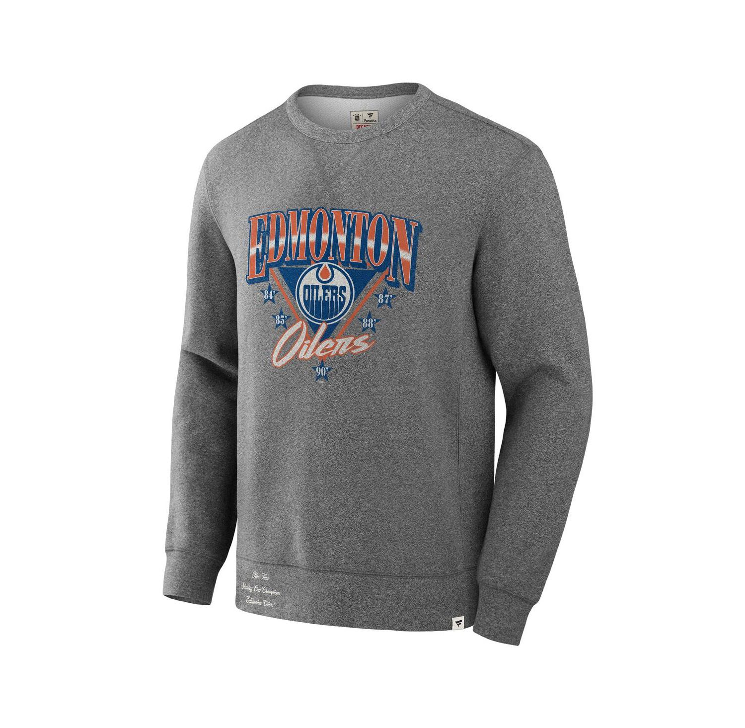 Men's Heather Gray Edmonton Oilers Decades Collection Legendary Fleece Pullover Sweatshirt