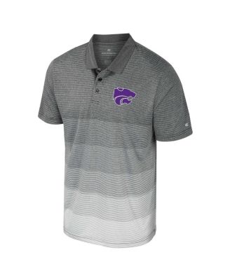 Men's Gray Kansas State Wildcats Striped Mesh Polo Shirt