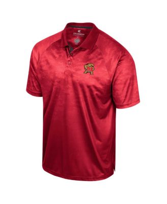 Men's Red Maryland Terrapins Honeycomb Raglan Polo Shirt