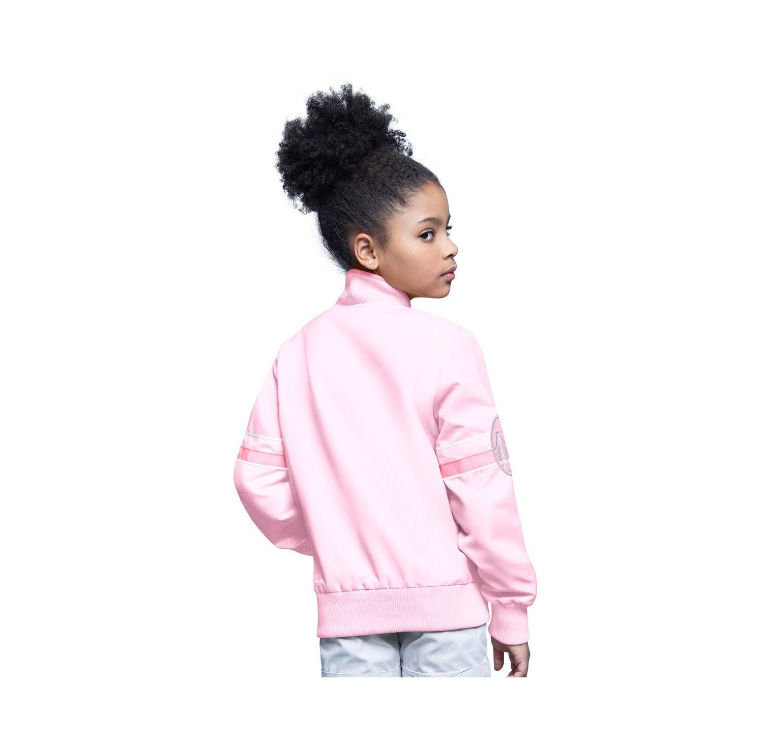 Big Boys and Girls Light Pink Golden State Warriors Arena Full-Snap Varsity Jacket