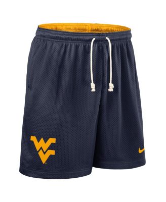 Мужские шорты Nike Men's Navy/Gold West Virginia Mountaineers 2025 с реверсивным рисунком на боковой стороне.