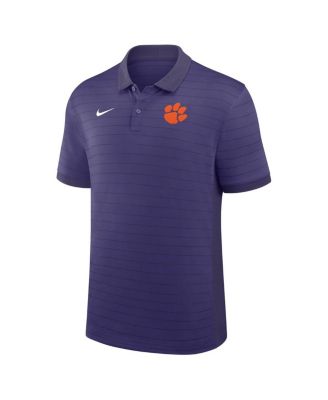 Мужская фиолетовая футболка-поло Nike Clemson Tigers 2025 Early Season Coachs Sideline Victory в полоску Performance от Nike.