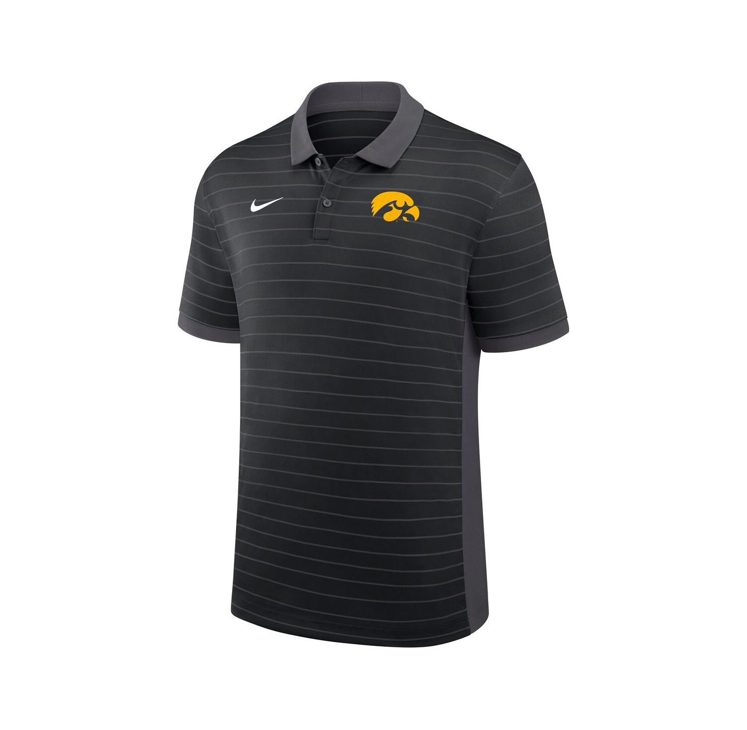 Men's Black Iowa Hawkeyes 2025 Early Season Coaches Sideline Victory Stripe Performance Polo Shirt