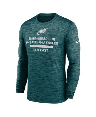 Мужская футболка с длинным рукавом Nike Midnight Green Philadelphia Eagles Sideline Velocity Performance