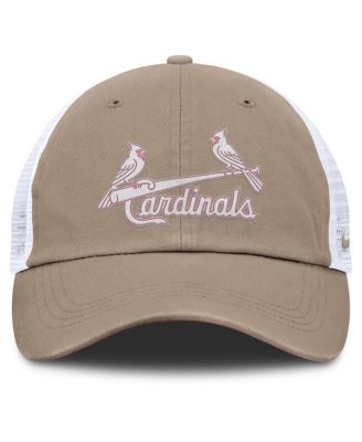 Мужская и женская кепка дальнобойщика Nike цвета хаки/белый St. Louis Cardinals Club с регулируемой посадкой