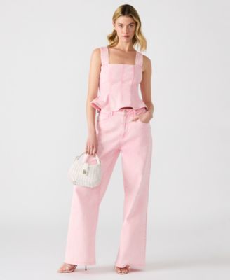 スティーブマッデン Steve Madden Loretta Top レディース シャツ トップス Vintage Rose Steve Madden Women's Denim Peplum Top - Macy's