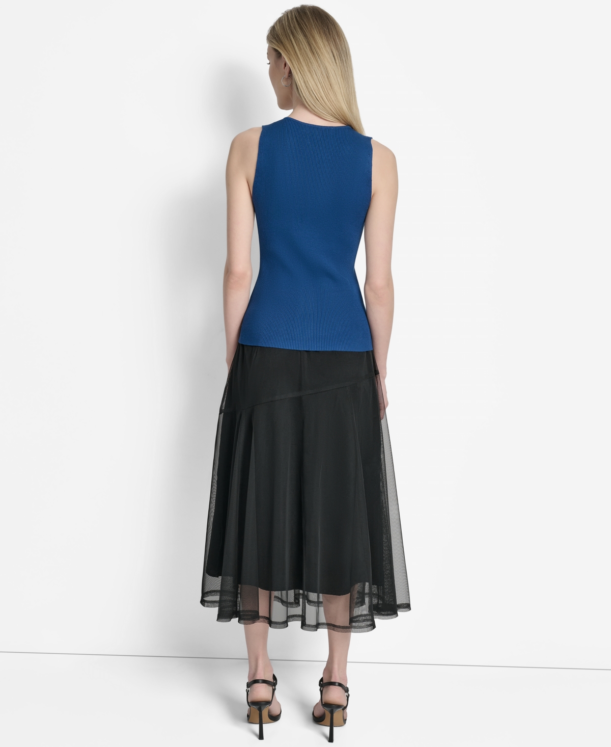 Dkny Front Zip Sweater Vest In Blue
