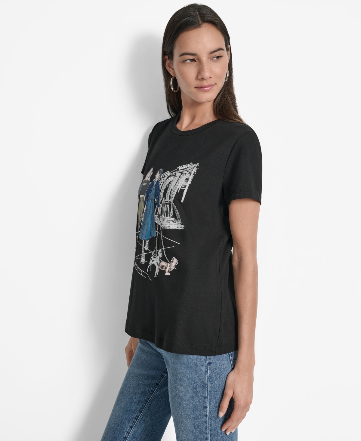 Dkny Met Museum Conversational Graphic T-shirt In Black