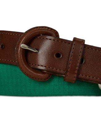 Men's Webbed Cotton & Leather Belt